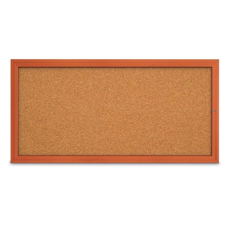 United Visual Products Slim Enclosed Corkboard, 24"x36", Satin Alum Frame/Keylime UVEB2436-SATIN-KEYLIME